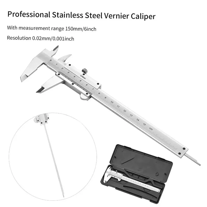 Digital Caliper 150Mm Stainless Steel - Medidor vernier profissional de aço inoxidável,