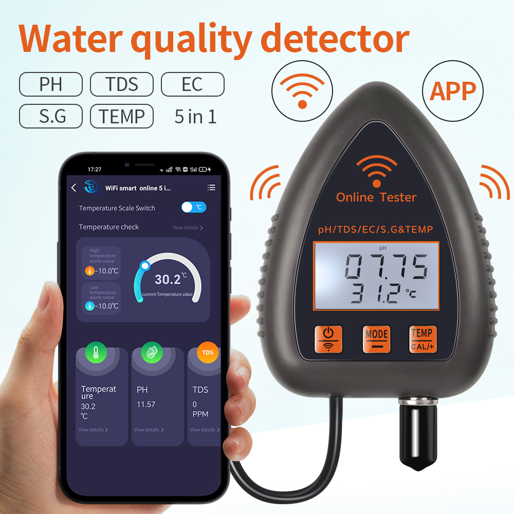Tuya wifi 5 em 1 tds/ec/sal/s. - Ph Meter Digital Water Tester avaliação e preço